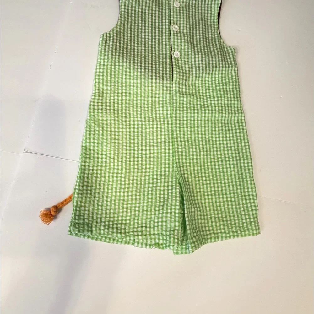 Charming Green Gingham Lion Bodysuit - Picture 2 of 3